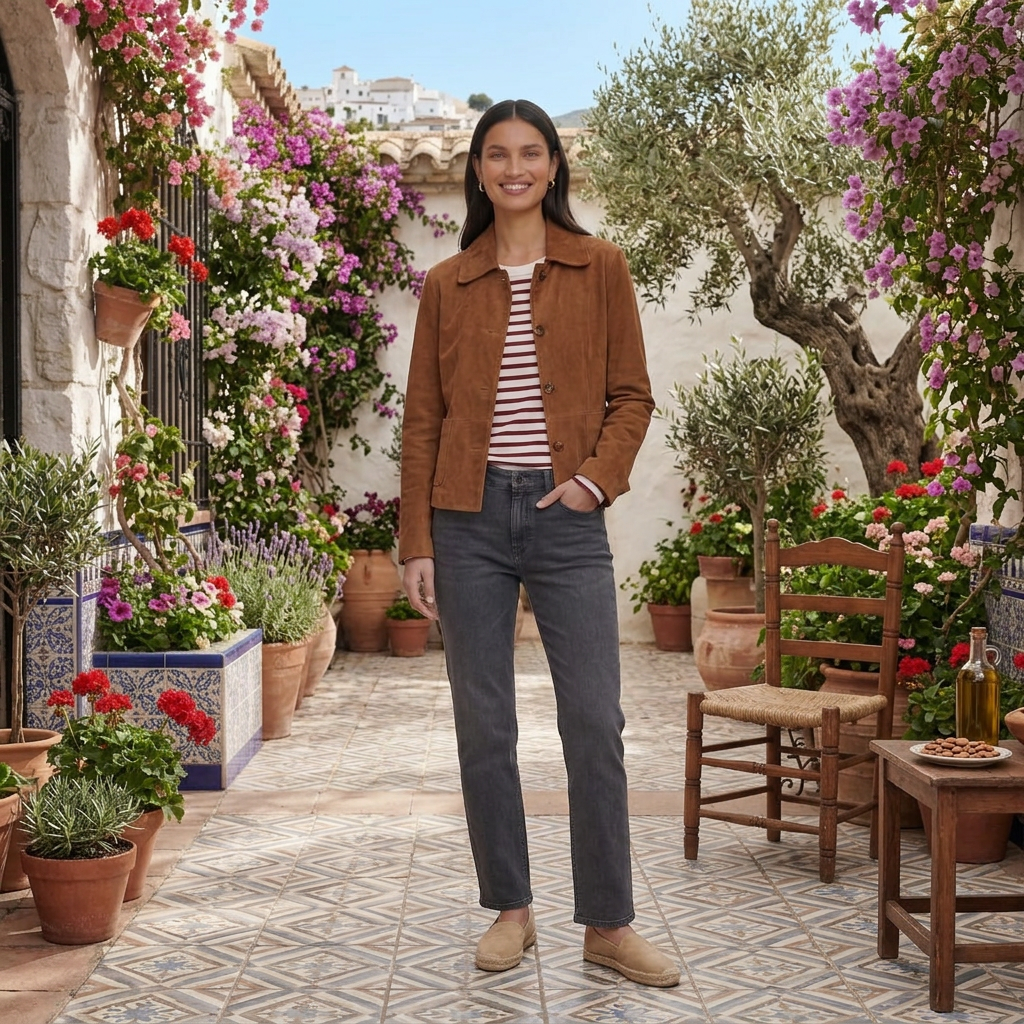 Chaqueta de ante marrón para mujer
