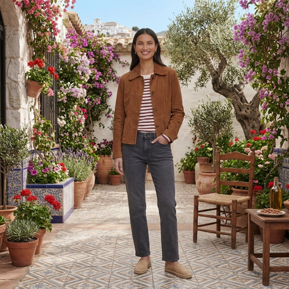 Chaqueta de ante marrón para mujer