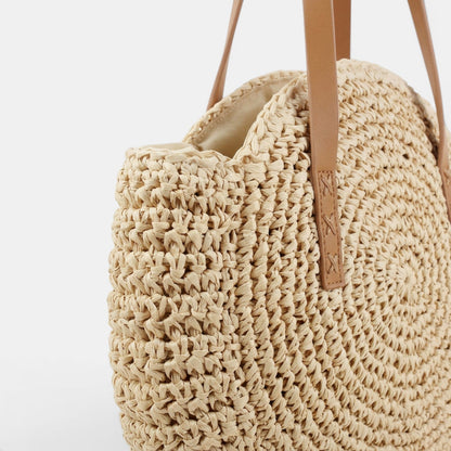 Bolso Rafia Mujer Redondo