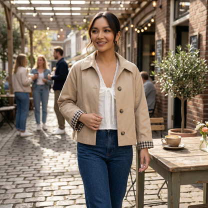 Chaqueta beige elegante para mujer