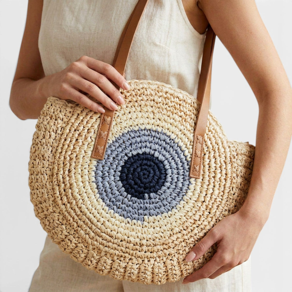 Bolso Rafia Mujer Redondo