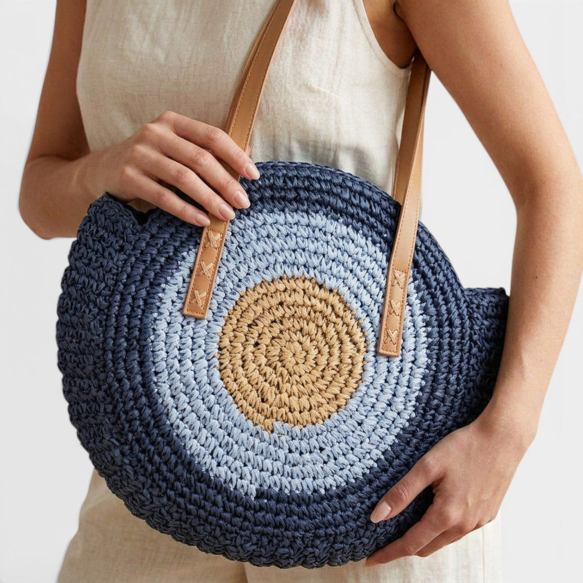 Bolso Rafia Mujer Redondo