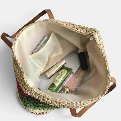 Bolso Rafia Tejido Multicolor Mujer