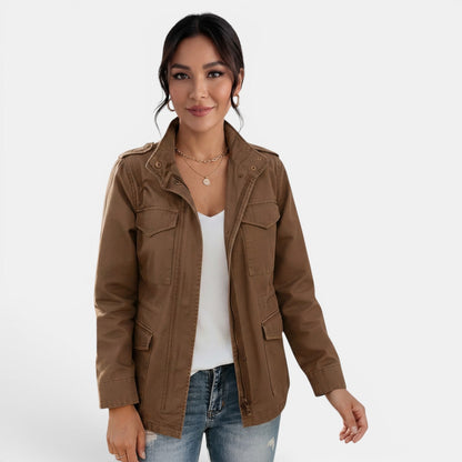 Chaqueta casual de entretiempo para mujer con cremallera