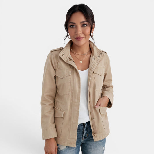 Chaqueta casual de entretiempo para mujer con cremallera