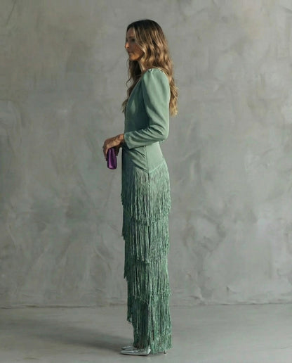 Chiara | Vestido Elegante con Mangas de Flecos