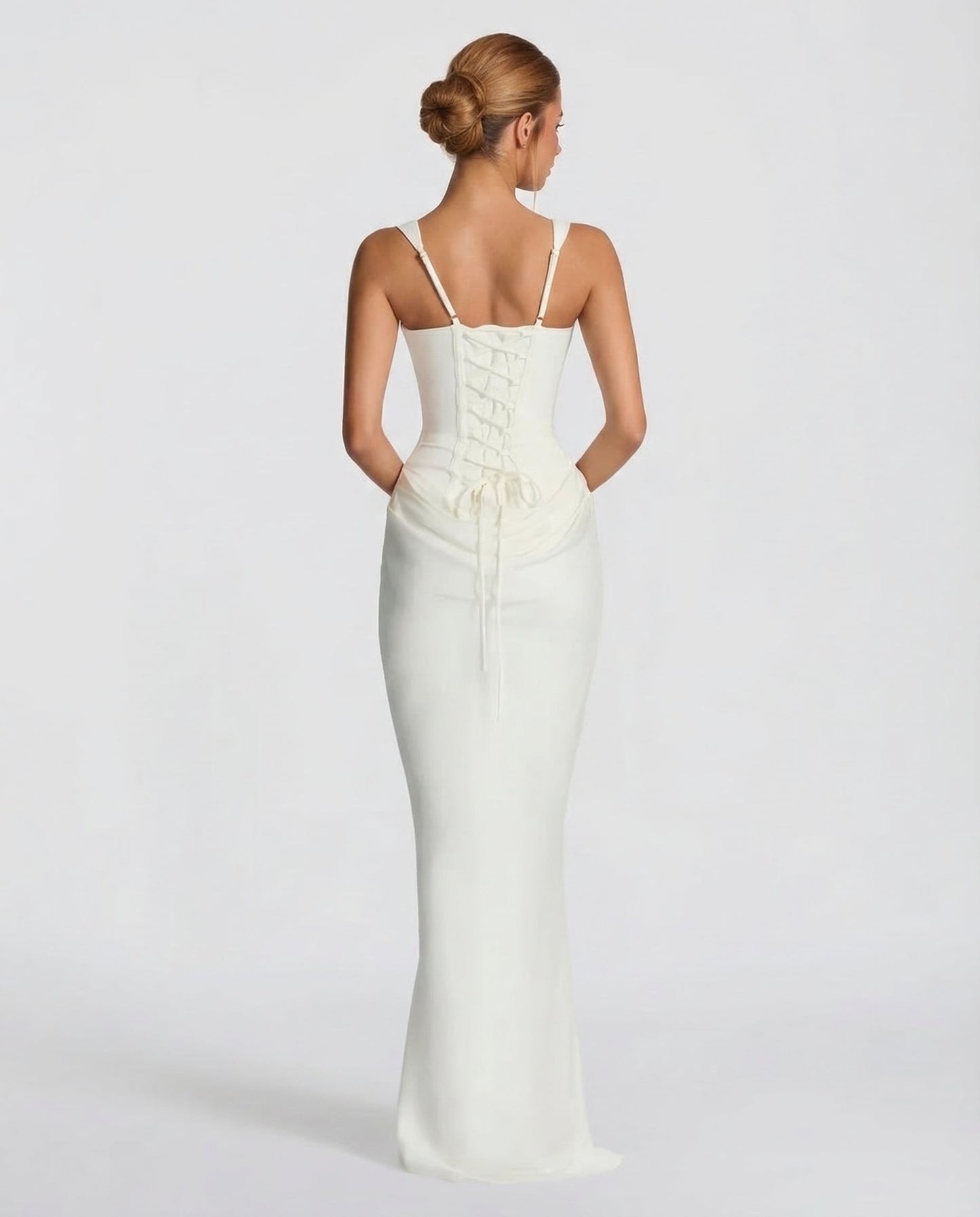 Vestido maxi mujer elegante con corsé y efecto reloj de arena