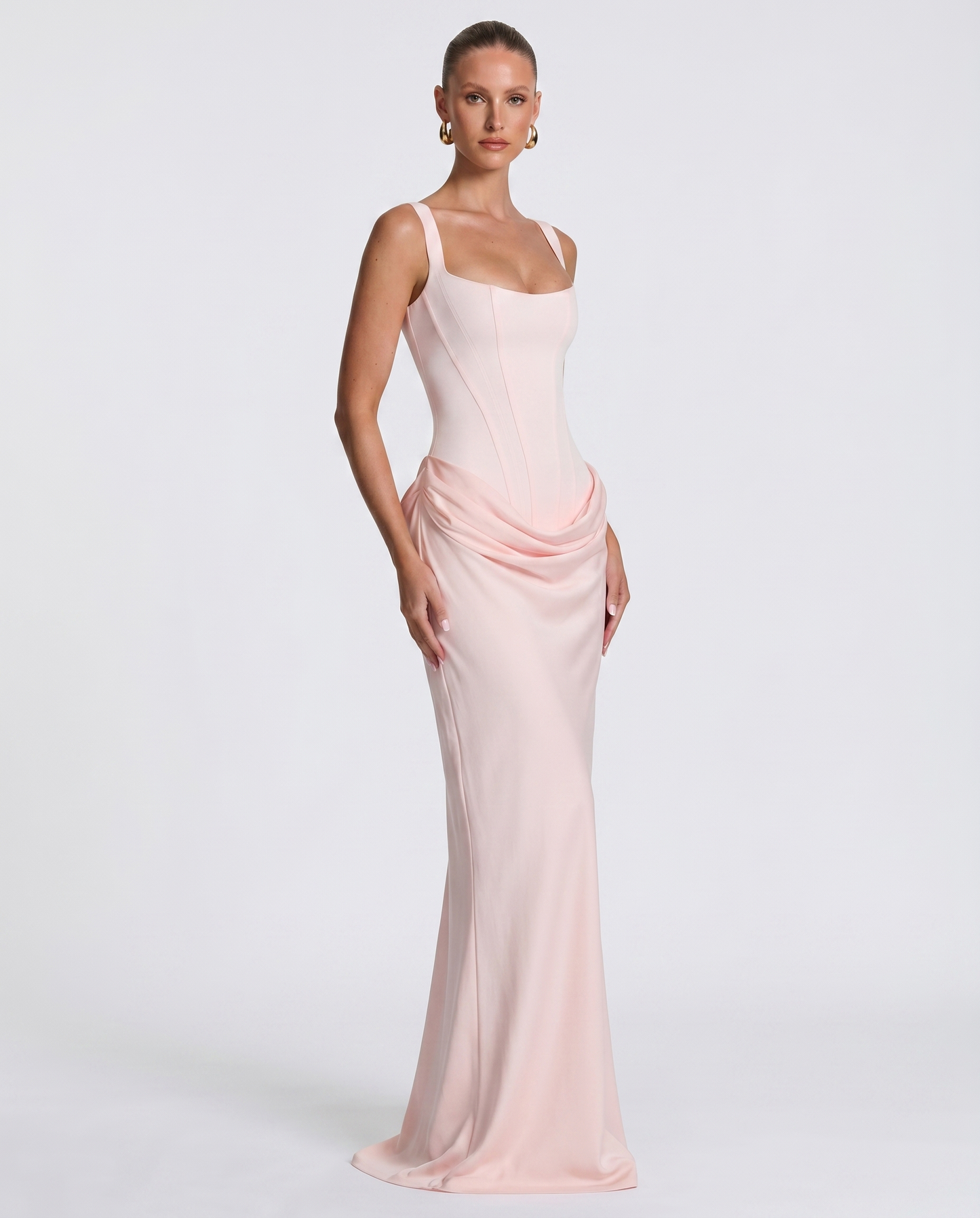 Vestido maxi mujer elegante con corsé y efecto reloj de arena