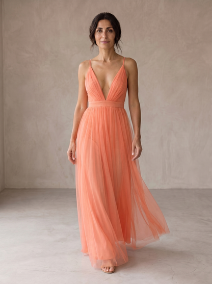 Ginevra | Vestido Maxi Coral Claro