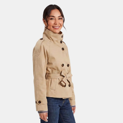 Gabardina corta de lujo para mujer – Trench elegante con cinturón ajustable
