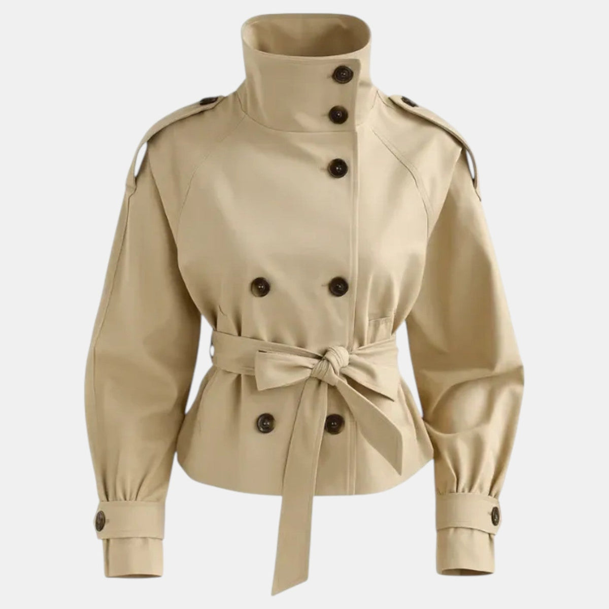 Gabardina corta de lujo para mujer – Trench elegante con cinturón ajustable