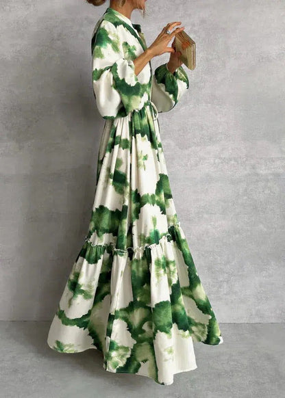 Teodora | Vestido maxi para mujer con estampado degradado y cinturón