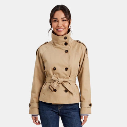 Gabardina corta de lujo para mujer – Trench elegante con cinturón ajustable