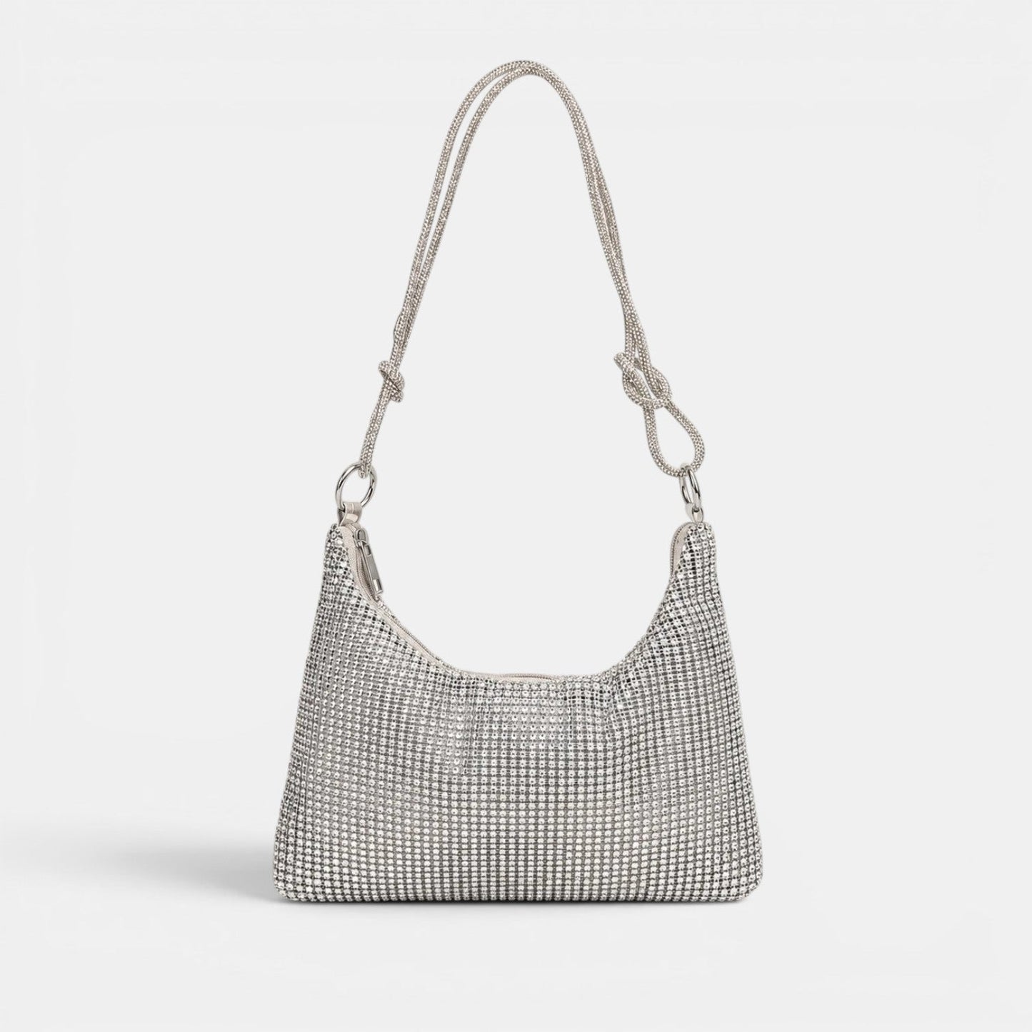Bolso Fiesta Plateado Strass Cadena