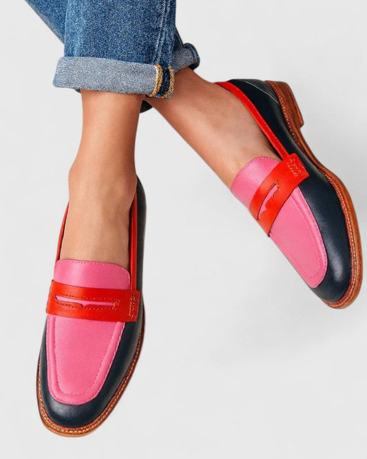 Inés | Mocasines Negros Penny Loafer Mujer Punta Redonda