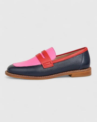 Inés | Mocasines Negros Penny Loafer Mujer Punta Redonda