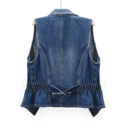Lola | Chaleco Vaquero Mujer Sin Mangas Cuello Solapa