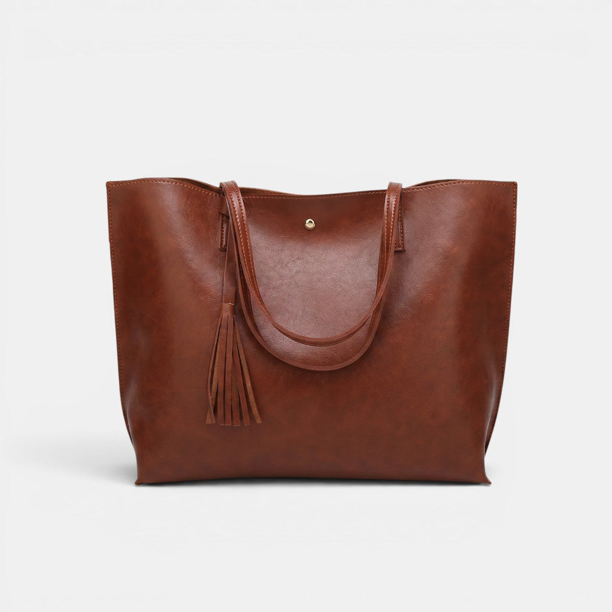Bolso Mujer Cuero Borlas Grande