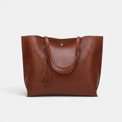 Bolso Mujer Cuero Borlas Grande