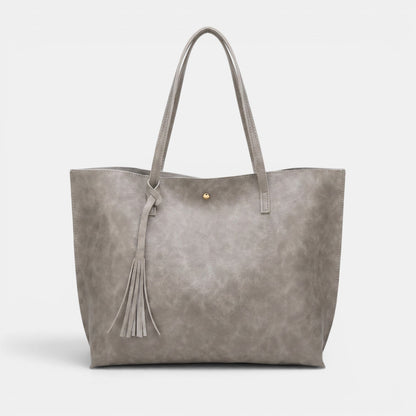 Bolso Mujer Cuero Borlas Grande