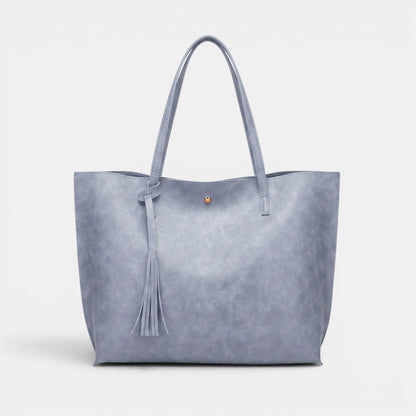Bolso Mujer Cuero Borlas Grande