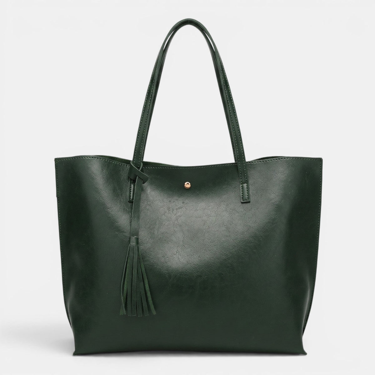 Bolso Mujer Cuero Borlas Grande