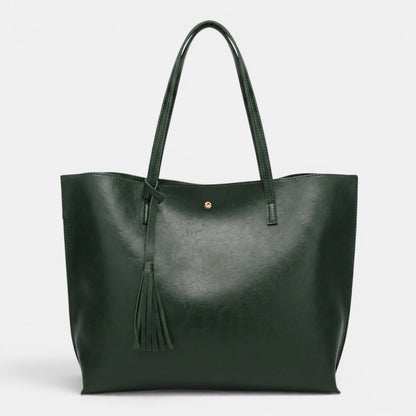 Bolso Mujer Cuero Borlas Grande