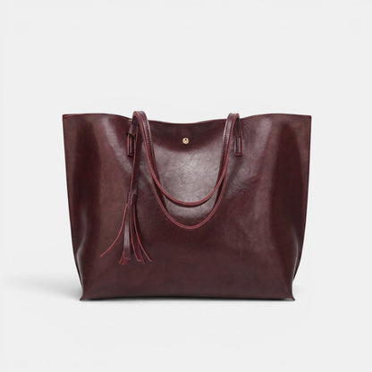 Bolso Mujer Cuero Borlas Grande