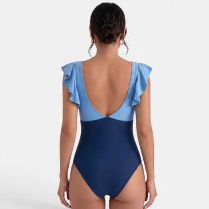 Bañador Mujer Reductor Bicolor Volantes