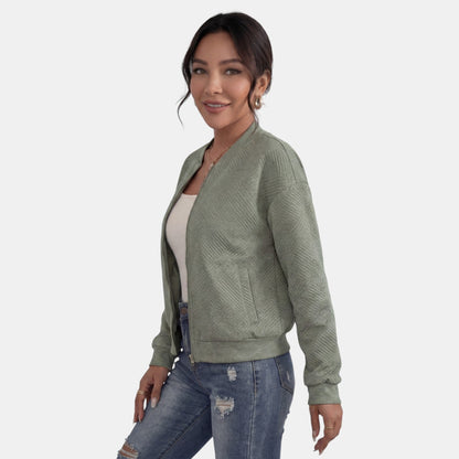 Chaqueta de entretiempo para mujer con cremallera y bolsillos