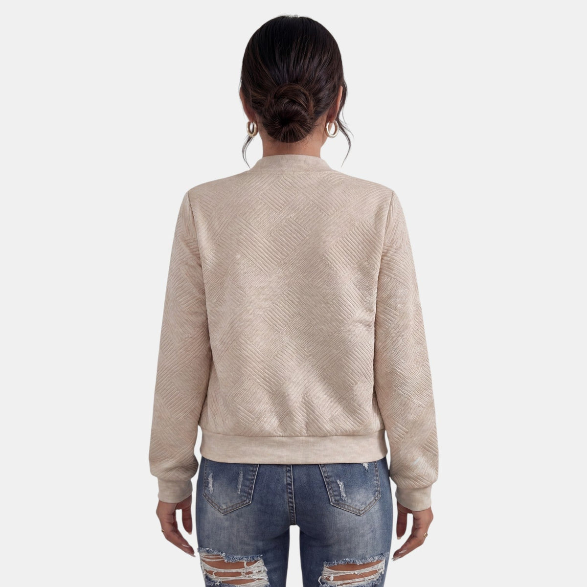 Chaqueta de entretiempo para mujer con cremallera y bolsillos