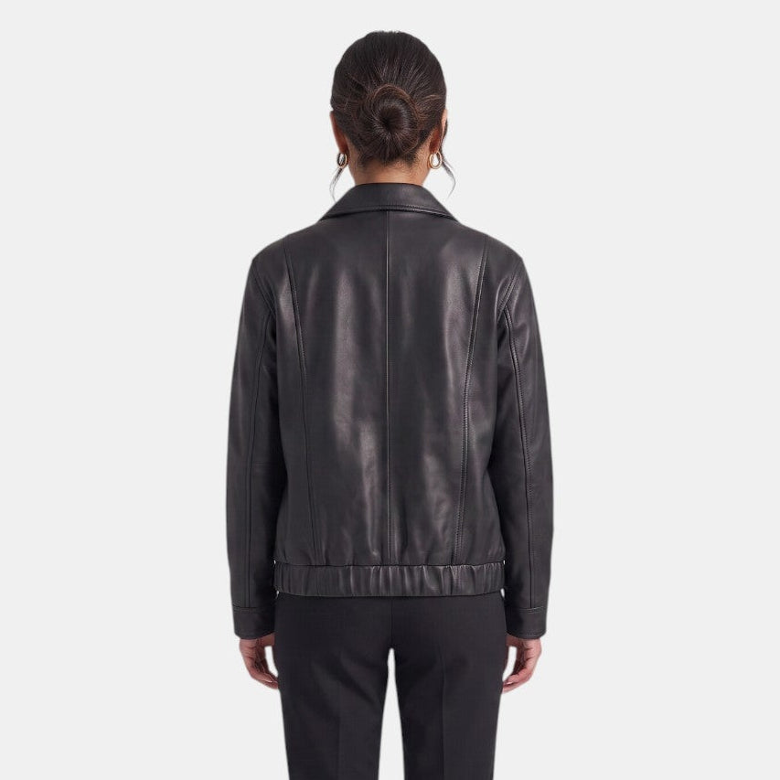Chaqueta larga premium para mujer – oversize de cuero sintético con cremallera