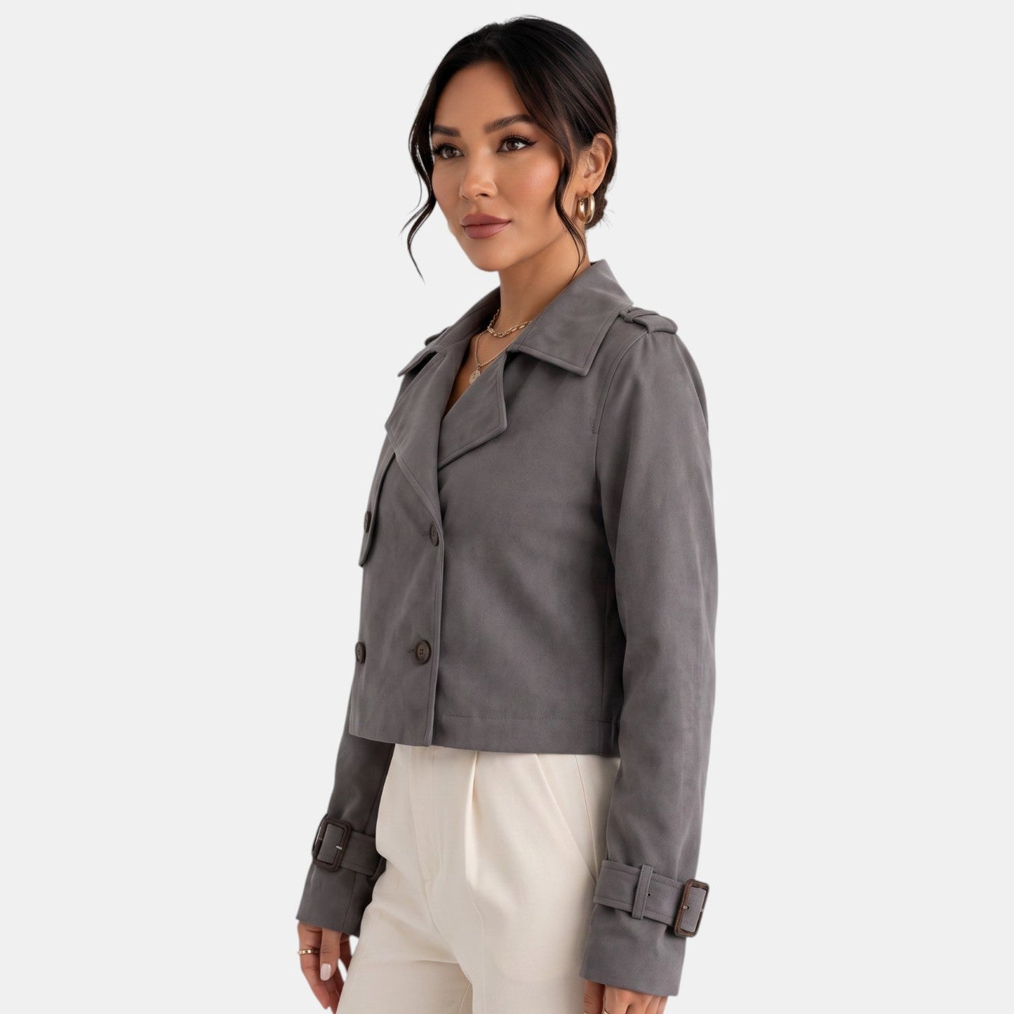 Gabardina corta elegante para mujer