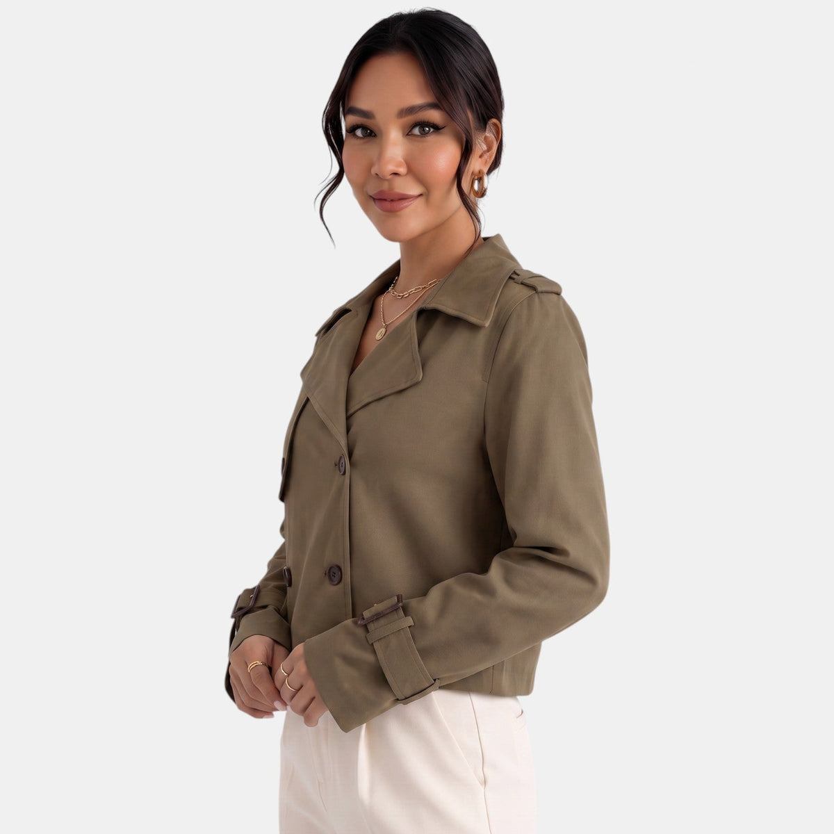 Gabardina corta elegante para mujer