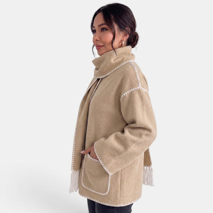 Abrigo grueso de lana para mujer