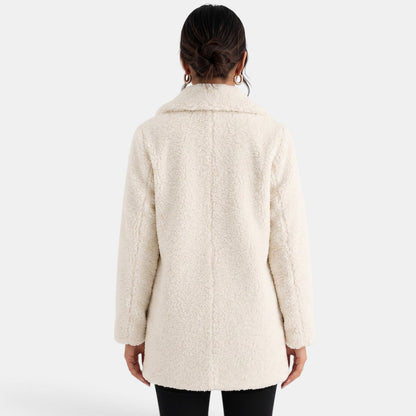 Abrigo blanco de peluche para mujer