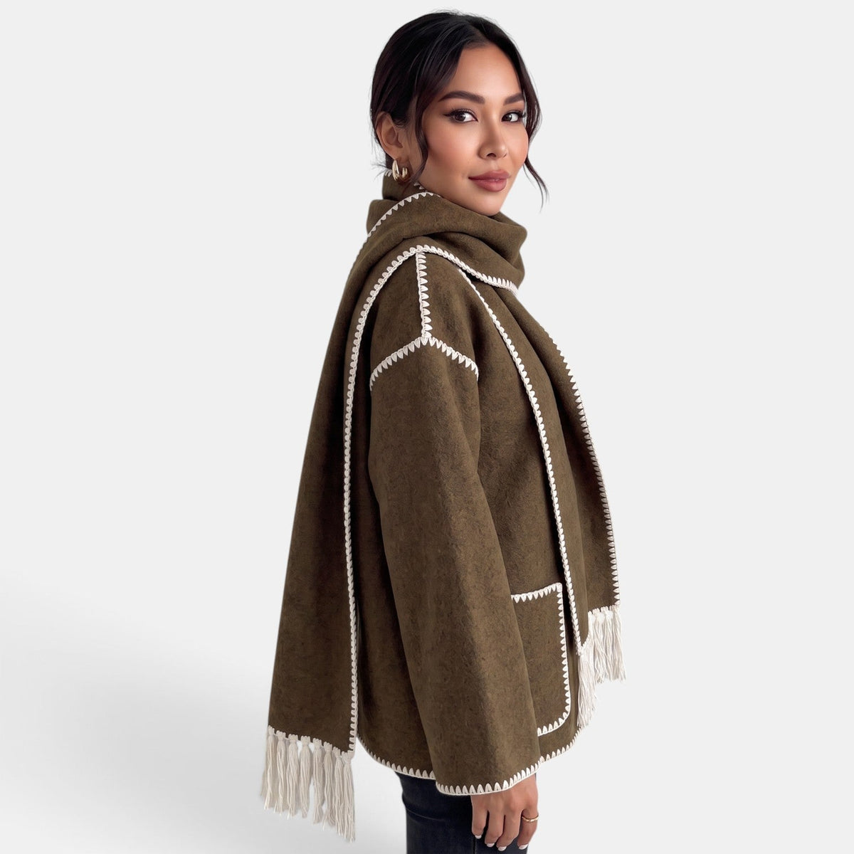 Abrigo grueso de lana para mujer