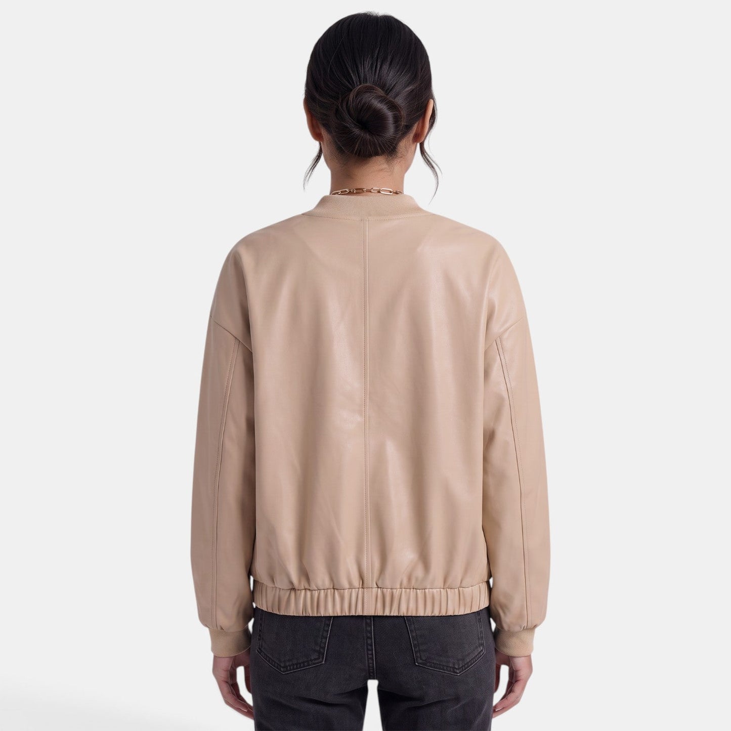Chaqueta biker de cuero sintético para mujer
