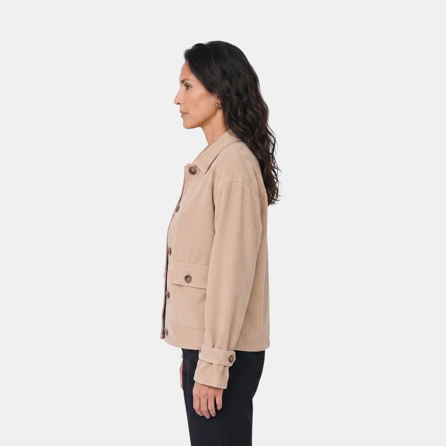 Chaqueta corta de pana premium para mujer