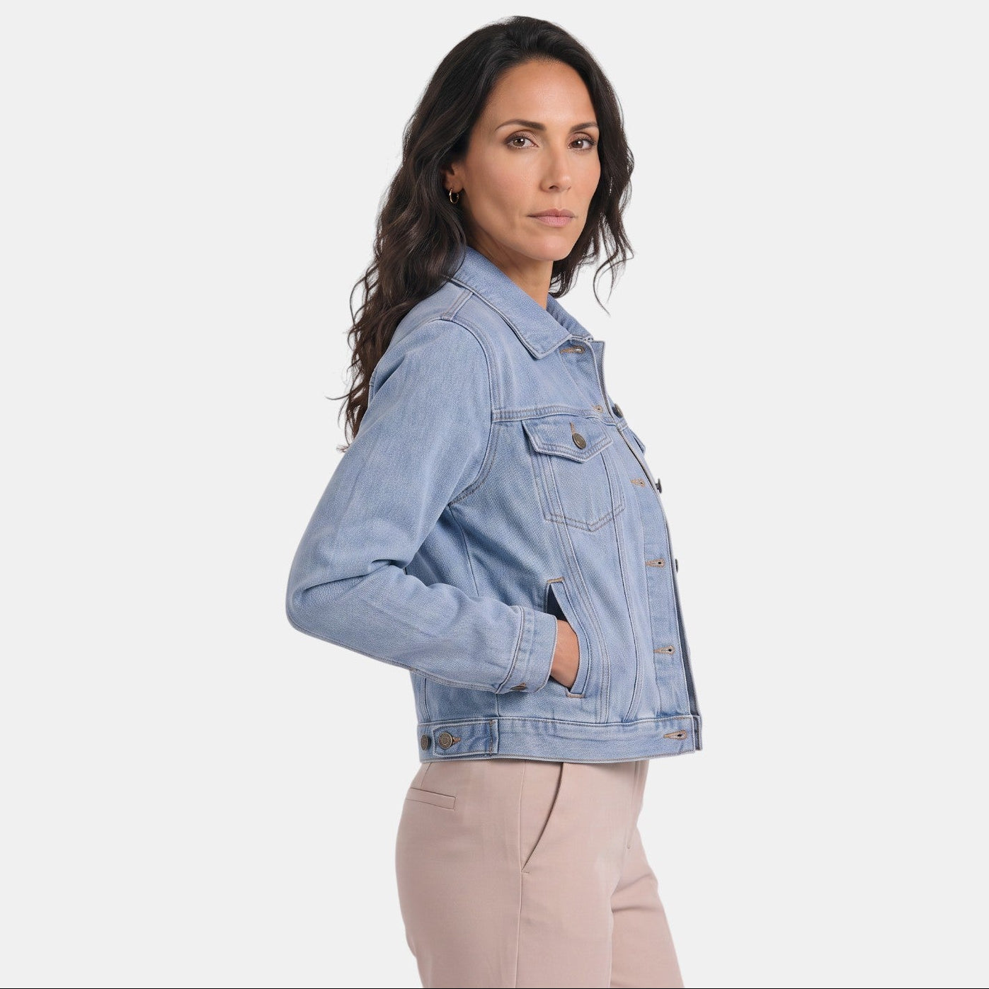 Chaqueta vaquera para mujer premium – Corte recto clásico