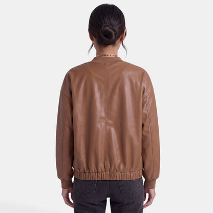 Chaqueta biker de cuero sintético para mujer