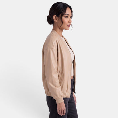 Chaqueta biker de cuero sintético para mujer