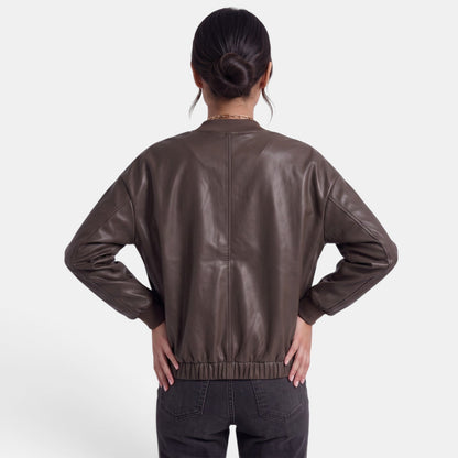 Chaqueta biker de cuero sintético para mujer