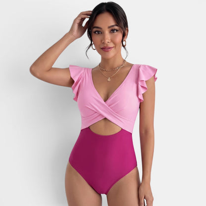 Bañador Mujer Reductor Bicolor Volantes