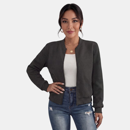 Chaqueta de entretiempo para mujer con cremallera y bolsillos