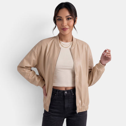 Chaqueta biker de cuero sintético para mujer