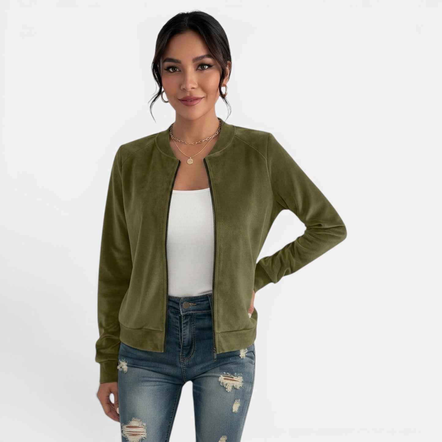 Chaqueta de entretiempo para mujer con cremallera