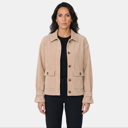 Chaqueta corta de pana premium para mujer