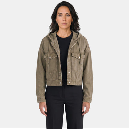 Chaqueta vaquera premium para mujer con capucha