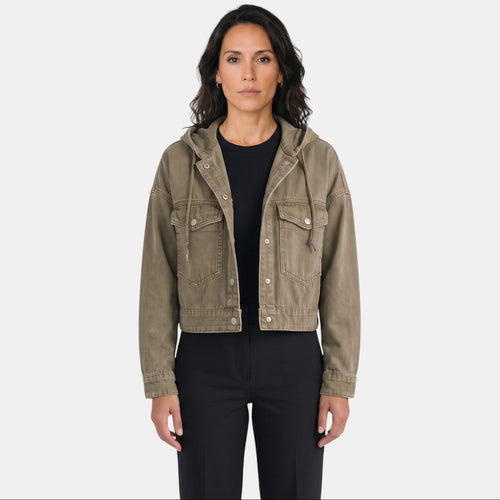Chaqueta vaquera premium para mujer con capucha